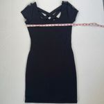 Charlotte Russe Black Mini Bodycon Dress LBD Lace Criss Cross Back Y2K Throwback Photo 13