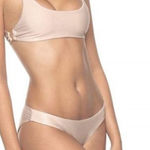 PilyQ NWT  Sandstone Basic Ruched Bikini Bottom Shimmer Glitter- Size Medium Photo 0