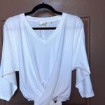 7 For All Mankind White V-Neck Wrap Blouse Photo 0