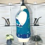 Vintage 90s Hand Knitted Cotton Vest Teal Blue XL Photo 3