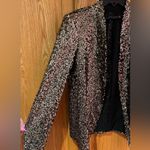 ZARA  Open Front Gold Sequin‎ Black Lining Tuxedo Blazer Jacket Size Small Photo 15