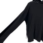 Eileen Fisher Black Velvet Hooded Pullover Top Black Tencel Size Medium Photo 3
