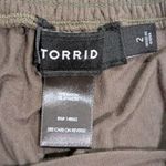 Torrid Plus Size 2 2x Knit Pants Pull On Olive Green Smocked Waist Ankle Comfy Photo 1