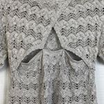 Anthropologie Knitted & Knotted Gray Cutout Loose Knit Short Sleeve Sweater Top Photo 1