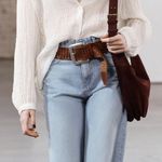 ZARA Light Wash Wide Leg High Waisted Ripped Jeans Photo 1