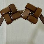 LISNER chocolate brown lucite thermoset parure clip on vintage earrings Photo 2