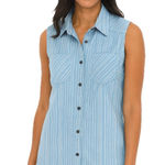 Noble Outfitters Button Up Size S Sleeveless Stripes Western Casual Blue Photo 0