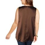 Womens New Ralph Lauren NWT 14W 14 W Silk Suede Dark Chocolate Brown Blouse Key Photo 1