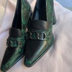Nordstrom  Black and Green Loafers with Metallic Accents Photo 6