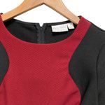 Bisou Bisou  Sz 4 Black Maroon Career Formal Dress Sheath Short Sleeve Stretch Photo 3