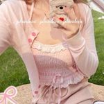 Pastel Pink Japanese Kawaii Style Cottage Balletcore Sweater Cardigan Top Size XS Photo 1