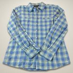 Eddie Bauer Long Sleeves Shirt Button Up Roll Tab Sleeves Plaid Blue/Yellow XL Photo 0