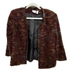 kim rogers  Petite Women's Red Black Blazer Sz PL Faux Leather trim Lined Photo 0