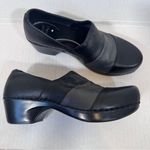 Dansko  Black Grey Leather Slip On Clogs Womens 7 Nursing Shoes Comfort Classic Photo 11