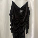 A3 Design Black Long Sleeve Ruched Dress Size 1X Photo 3