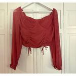 Steve Madden Madden NYC pink shirred corset puff sleeve cropped blouse large Photo 2