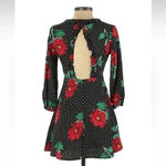 Boohoo Retro Pinup Rockabilly Polka Dot & Floral Ruffle Hem Dress Size 2 XS Photo 3