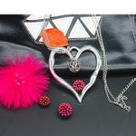 Hollow Ball Silver Heart Pendant Long Sweater Necklace with 30" Adjustable Chain Photo 2