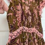 Ulla Johnson RARE Celestia Floral Batik Print Midi Dress Olive Ruffl Silk Size 6 Photo 13