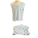 PINK LABEL pajamas sleeveless capri set roses with lace edging PLUS size 1X Blue Photo 1