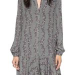 Free People  Gray Floral Long Sleeve Shirt Dress Photo 0