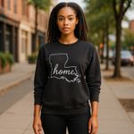 Home Free Womens Sweatshirt Size Small 4 6 Louisiana Outline Black Fleece NEW Photo 1