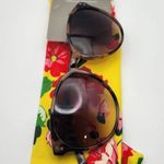 Falls Creek NWT  Tortoiseshell Sunglasses & Yellow Floral Pouch Photo 0