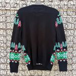 Ugly Christmas Sweater Tree Rex Dinosaur Fair Isle Black Green MEDIUM Photo 4