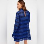 Free People  Simone Blue Crochet Mini Dress With Lace Bell Sleeves Size Small Photo 5