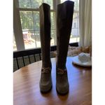 See by Chloe Gray Leather Boots Horsebit Silver Boho Chic Square Toe Heeled 40 Size 9 Photo 1