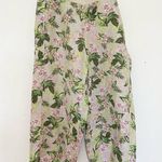 J Jill love linen wide leg pants floral elastic pull on size medium boho Green Photo 0