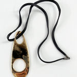 Gucci  By Tom Ford Runway Large Gold Pendant Leather Strap Necklace Vintage Photo 0