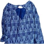 Lush Clothing Lush Blue White Boho Print Long Sleeve Tunic Top Size M Photo 5