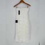 Lulus Posh Appearance White 3D Floral Appliqué Strapless Midi Dress Size XS Photo 11
