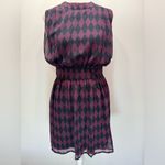 Modcloth Navy & Pink Diamond Semi Sheer Chiffon Overlay Sleeveless Dress Fervour Photo 3