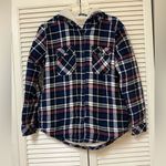 Boston Traders  WomenS Blue Plaid Hooded Sherpa Lined Flannel Jacket - Small EUC Photo 0