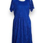 Torrid New Plus Electric Blue Lace Short Sleeve Fit & Flare Midi Dress Only Sz 1 Photo 3