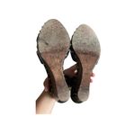 UGG  Black Leather Ankle Strap Studded Wedge Heel Summer Sandals Size 8.5 Photo 7