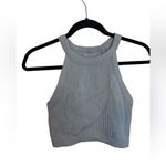 Aerie  Superchill Gray Ribbed Seamless High Neck Bra Top Photo 2