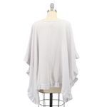 Oh My Gauze! Ruffle Trim Poncho Blouse Top Fringe Trim & Scarf Belt Snow O/S White Size L Photo 5