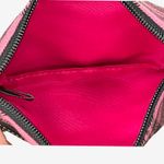Coach Pink Plaid Tartan Wristlet Black Trim Fabric Zip Pouch Fob Leatherware Photo 8