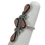 ZUNI Artist Signed LES Southwestern Natural Coral Vintage Ring Sz 5 Photo 5