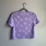 Full Tilt 💜 Tilly’s Lavender Purple Floral Cropped Sheer Short Sleeve Tee Photo 1