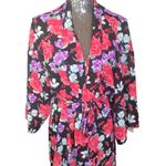 Flora Nikrooz Flora by sheer robe with tie floral black pink Large/X-Large Photo 2