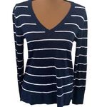 Banana Republic  linen blend navy slouchy sweater with white stripes size XS Photo 1