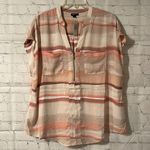 Torrid  NWT peach tones striped blouse with zipper/pockets on front size Plus 0 Photo 0