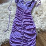 White Fox Boutique WHITE FOX Change It Up Ruched Halter Mini Dress In Lilac Photo 5