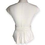 Max Mara  Studio White V-neck Peplum Babydoll Mesh Lined Top Photo 3