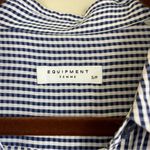 Equipment  Femme Navy and White Gingham Silk Button Down Blouse Size Small Photo 1