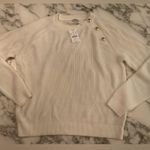 J. CREW | Ivory Gold Button Raglan Crewneck Sweater Long Sleeve Knit | S Photo 4